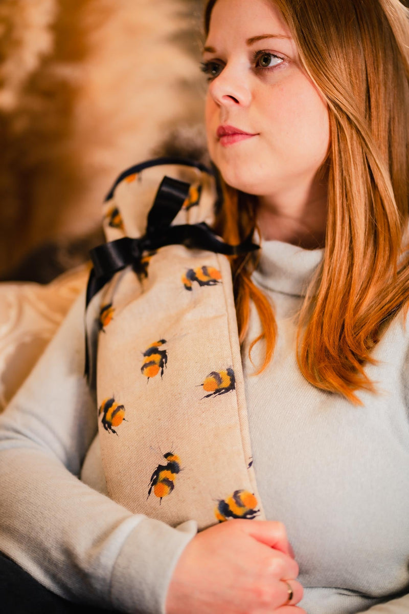 Extra Long Hot Water Bottle Cover - Bee
