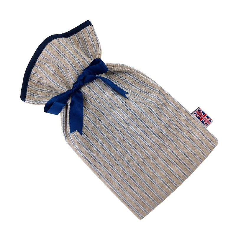 Hot Water Bottle Cover - Navy Ticking