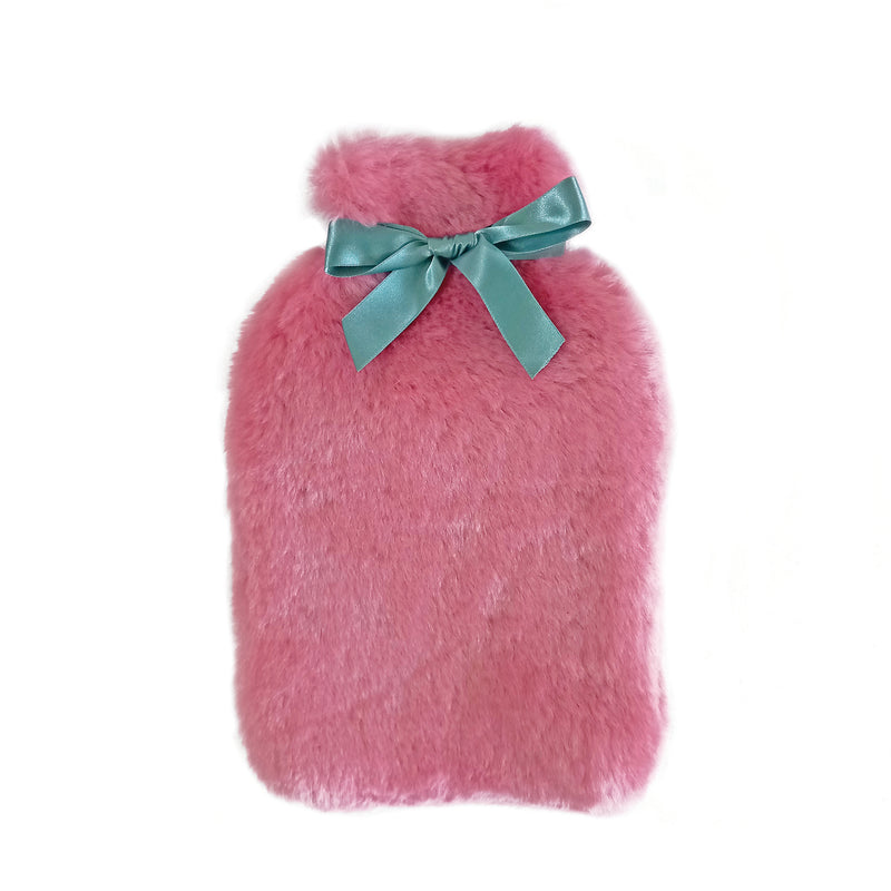 Sheepskin 1 Litre Hot Water Bottle-Pink