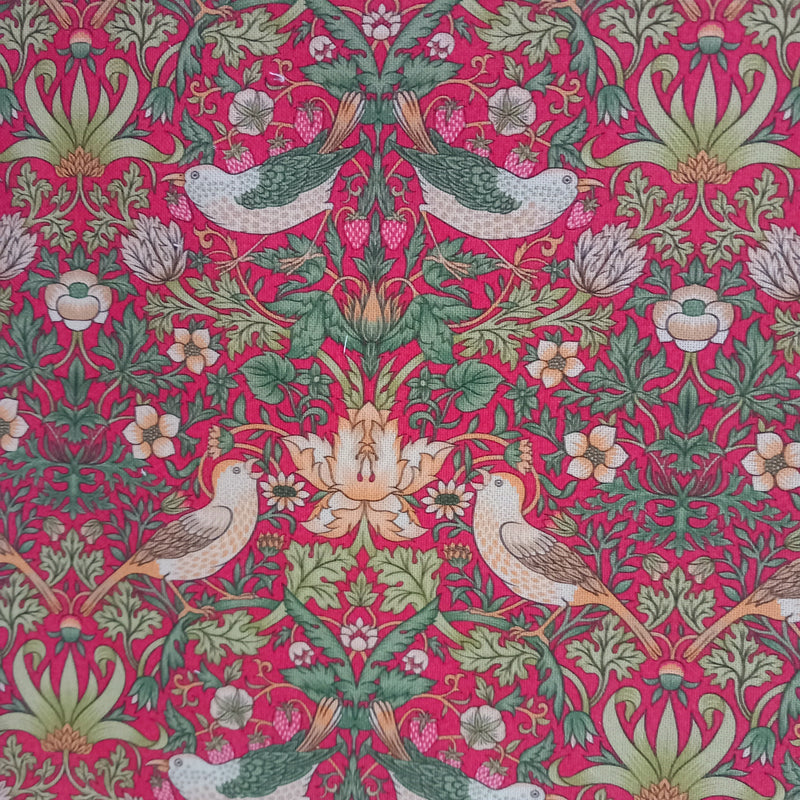 William Morris Strawberry Thief Crimson Fabric - 1m