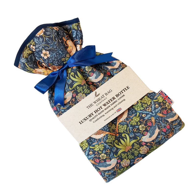 2 Litre Hot Water Bottle -William Morris Strawberry Thief Navy