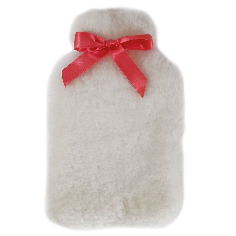 Sheepskin 2 Litre Hot Water Bottle-White