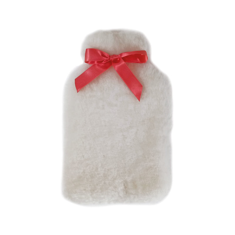 Sheepskin 1 Litre Hot Water Bottle-White