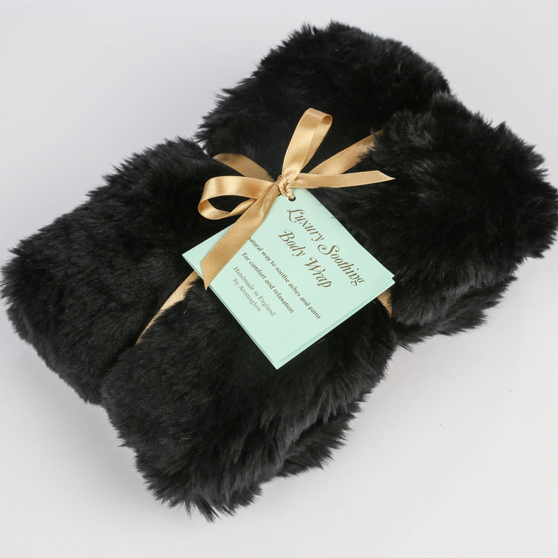 Luxury Black Faux Fur Lavender Scented Wheat Bag